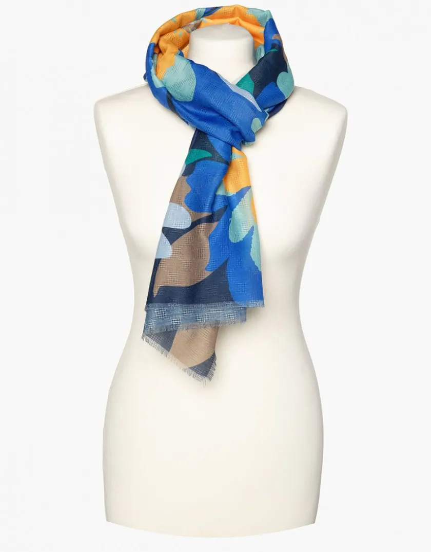 Fashion Foulard bleu fleuri Foulards|Accessoires