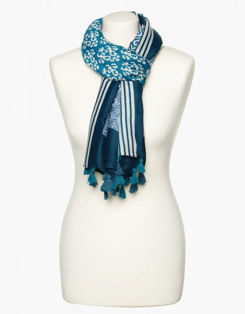 Outlet Foulard bleu imprimé Foulards|Accessoires