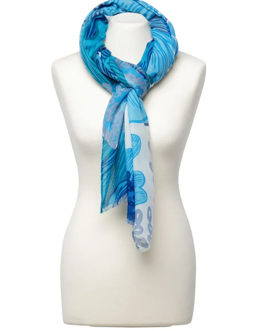 Fashion Foulard bleu motif fleuri Foulards|Accessoires