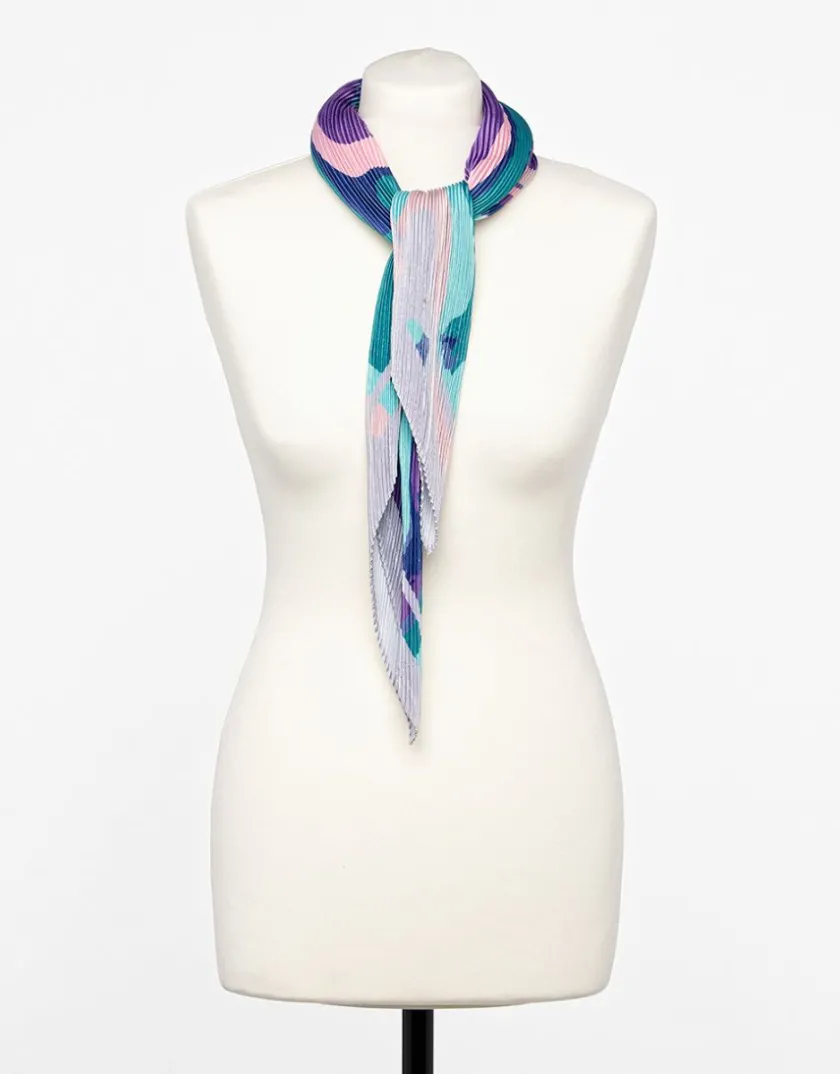 Sale Foulard carré plissé bleu Accessoires|Foulards