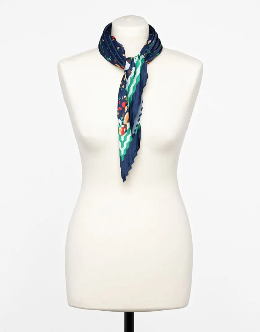 Outlet Foulard carré plissé bleu Foulards|Accessoires