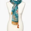 Outlet Foulard vert ocre fleuri Foulards|Accessoires