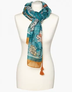 Outlet Foulard vert ocre fleuri Foulards|Accessoires