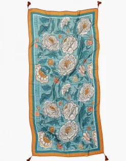 Outlet Foulard vert ocre fleuri Foulards|Accessoires