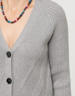 Online Gilet boutonné gris Gilets|Maille