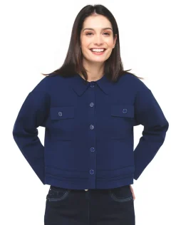 Hot Gilet col chemisier bleu Gilets|Maille