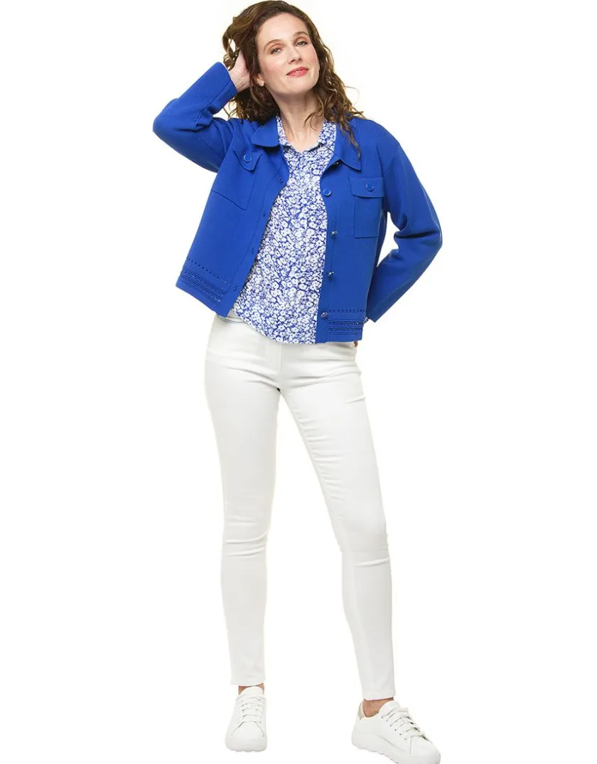 Outlet Gilet col chemisier bleu Gilets|Maille