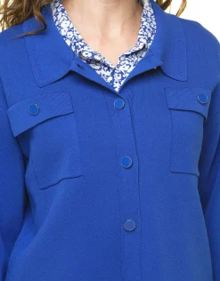 Outlet Gilet col chemisier bleu Gilets|Maille