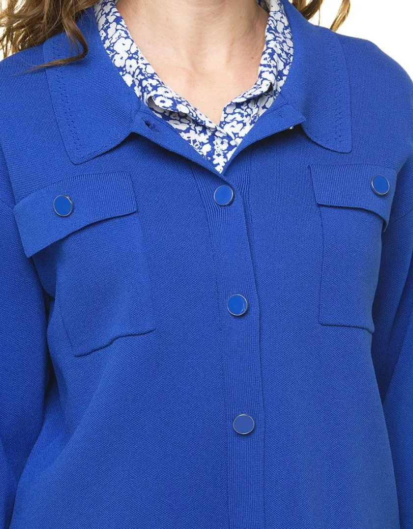 Outlet Gilet col chemisier bleu Gilets|Maille