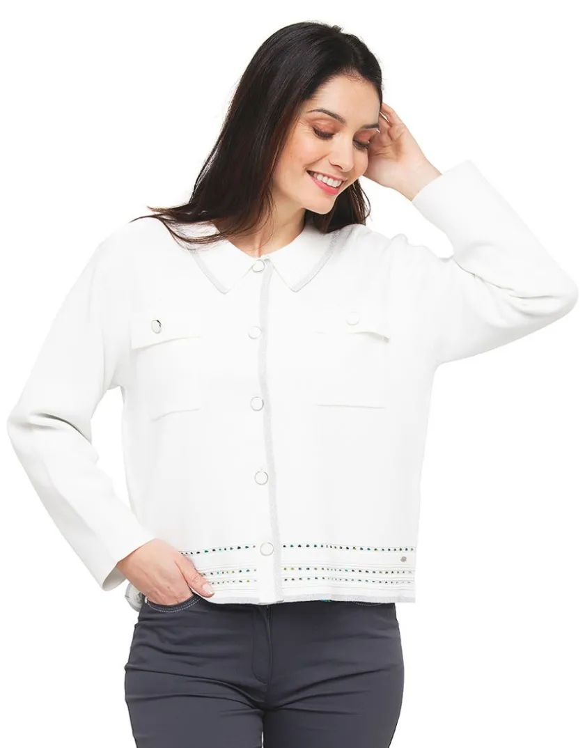 Hot Gilet col chemisier écru Gilets|Maille