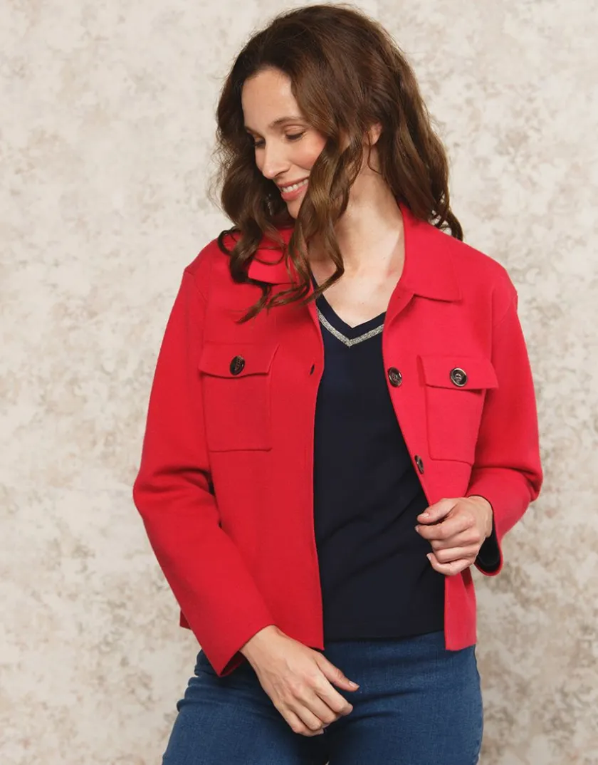Clearance Gilet col chemisier rouge Gilets|Maille
