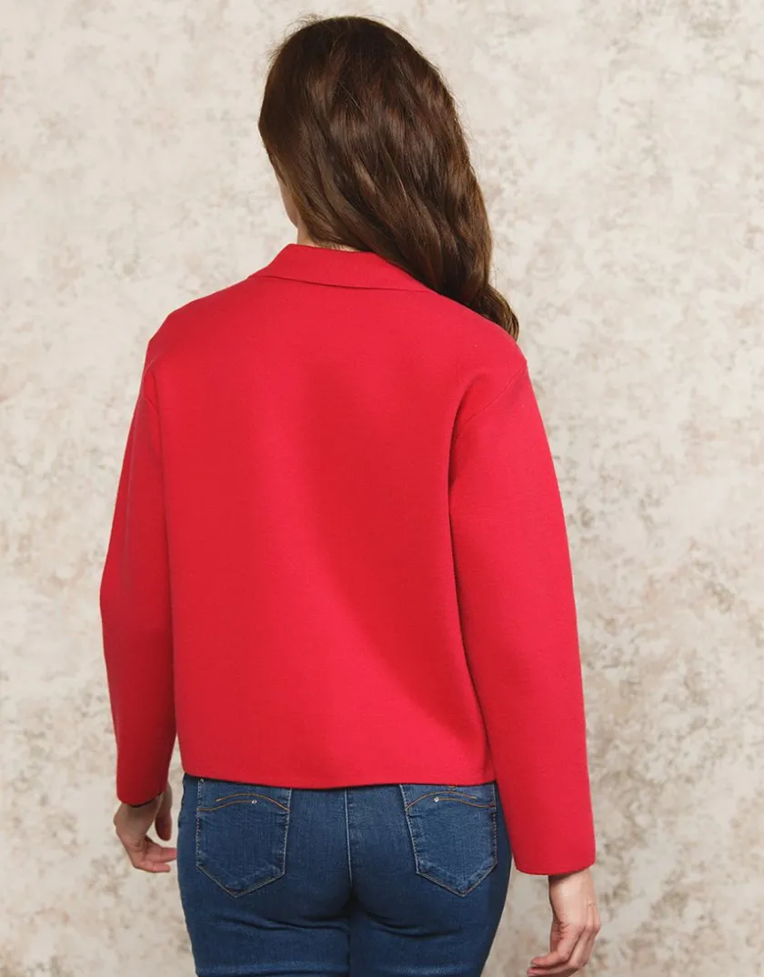 Clearance Gilet col chemisier rouge Gilets|Maille