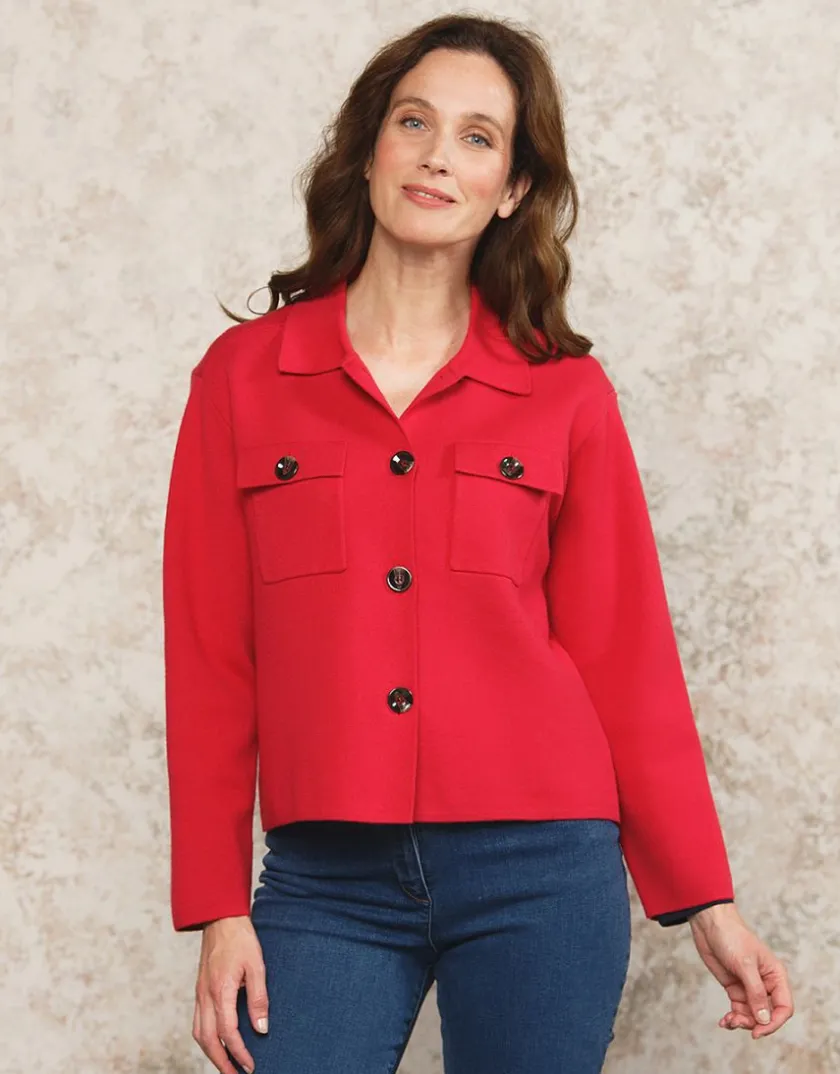 Clearance Gilet col chemisier rouge Gilets|Maille