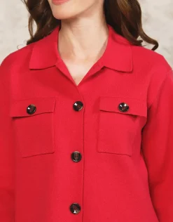 Clearance Gilet col chemisier rouge Gilets|Maille