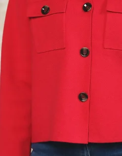 Clearance Gilet col chemisier rouge Gilets|Maille