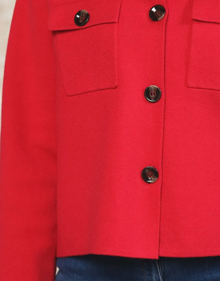Clearance Gilet col chemisier rouge Gilets|Maille