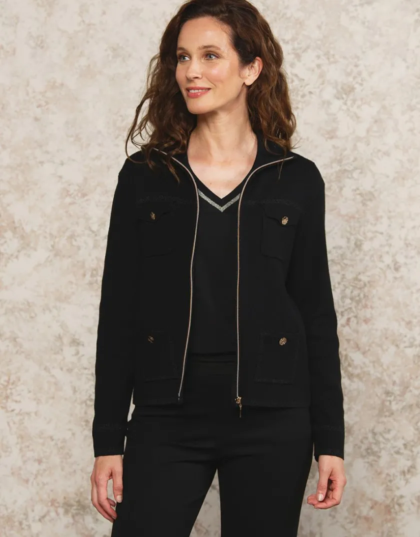 Fashion Gilet col montant noir Gilets|Maille