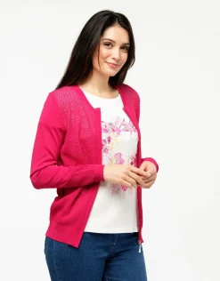 Best Gilet filet fuchsia Gilets|Maille