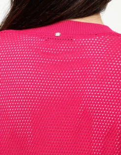 Best Gilet filet fuchsia Gilets|Maille