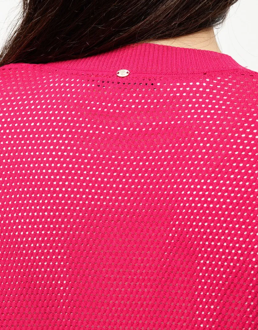 Best Gilet filet fuchsia Gilets|Maille