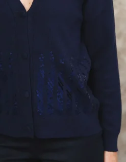 Clearance Gilet loose bleu marine Gilets|Maille