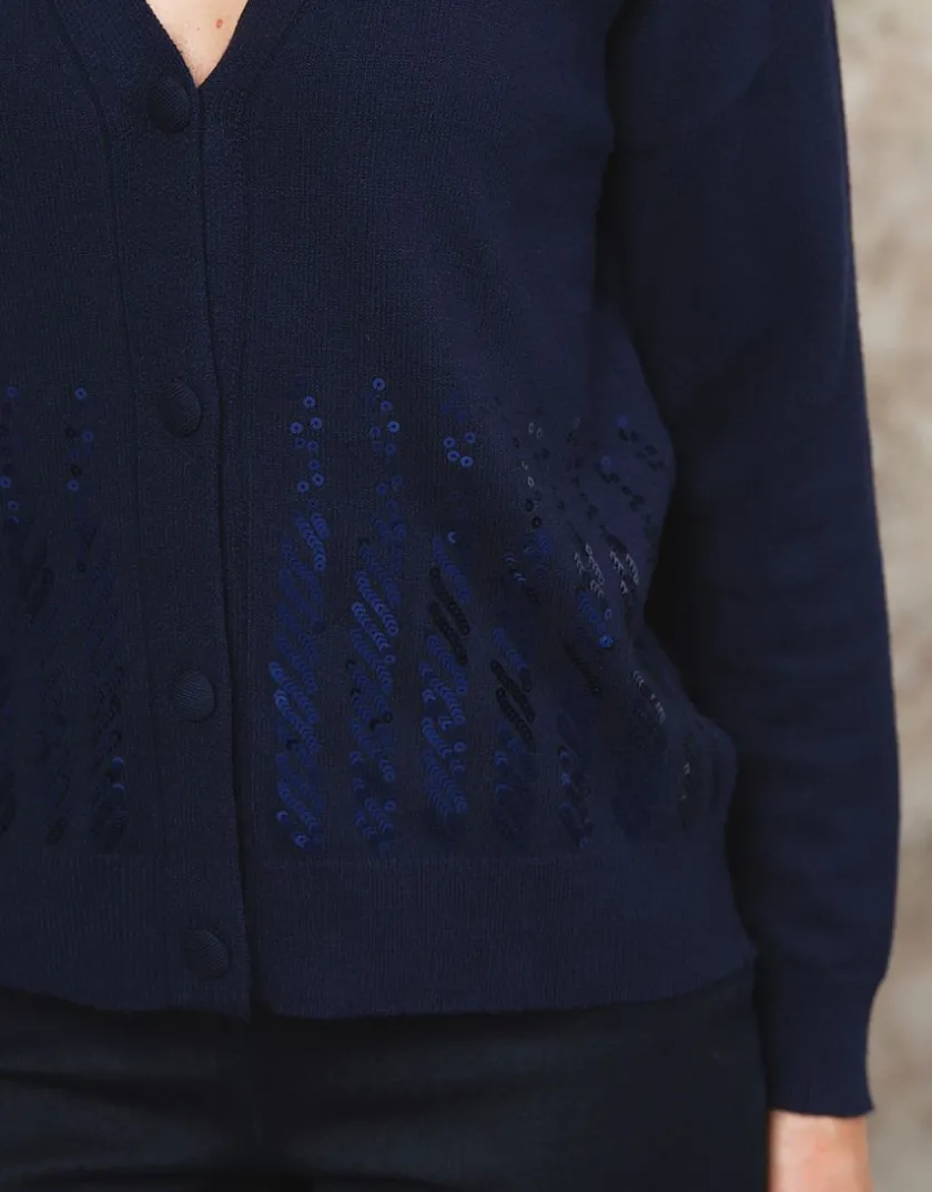 Clearance Gilet loose bleu marine Gilets|Maille