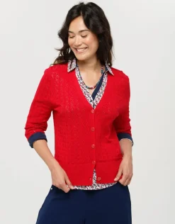 Fashion Gilet maille rouge col v Gilets|Maille