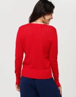 Fashion Gilet maille rouge col v Gilets|Maille