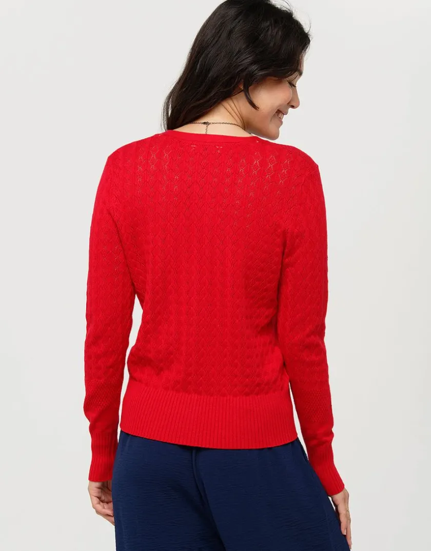 Fashion Gilet maille rouge col v Gilets|Maille