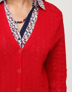 Fashion Gilet maille rouge col v Gilets|Maille