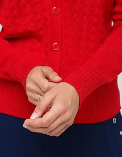 Fashion Gilet maille rouge col v Gilets|Maille