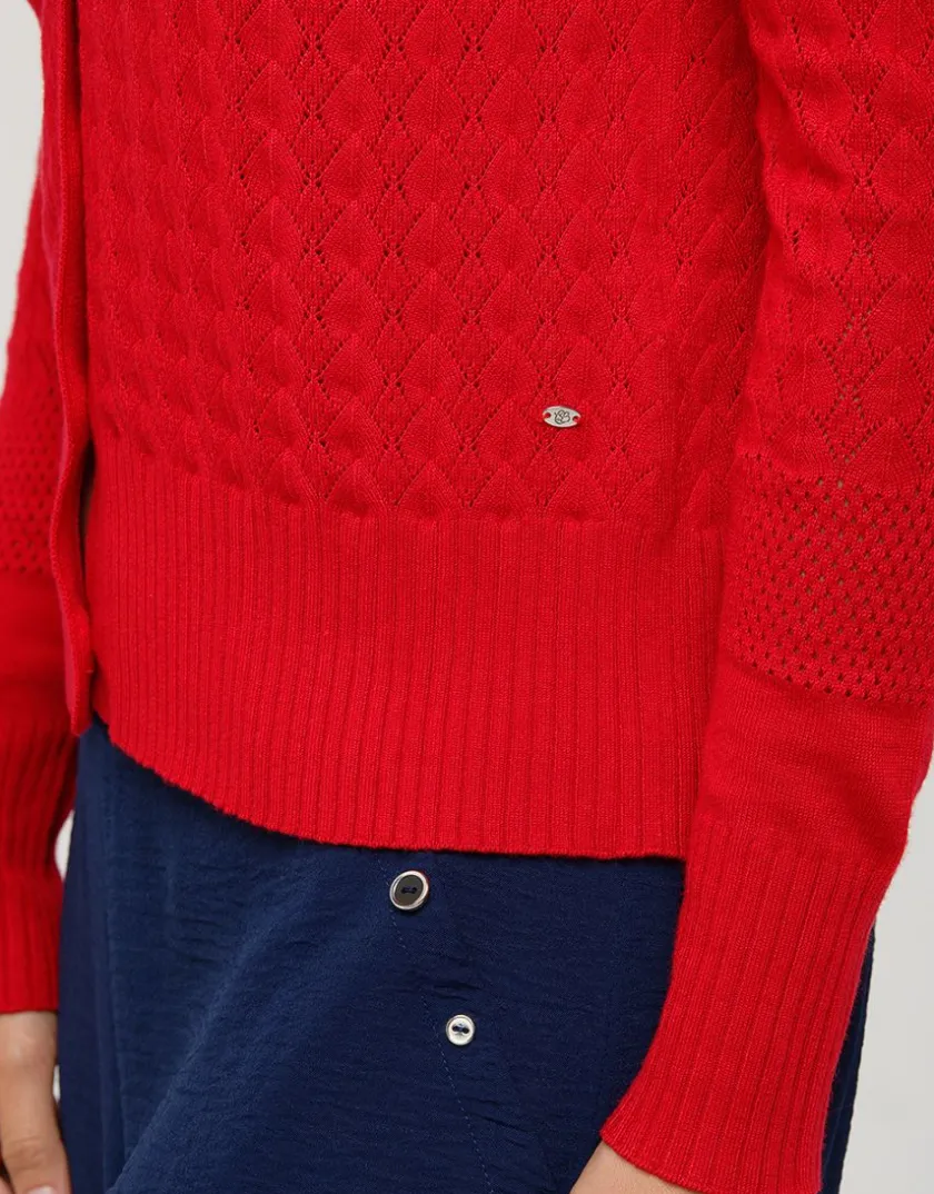 Fashion Gilet maille rouge col v Gilets|Maille