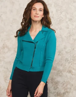 Clearance Gilet maille turquoise Gilets|Maille