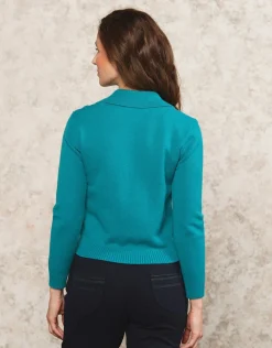 Clearance Gilet maille turquoise Gilets|Maille