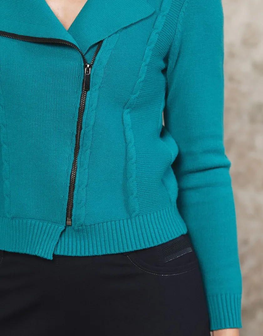 Clearance Gilet maille turquoise Gilets|Maille