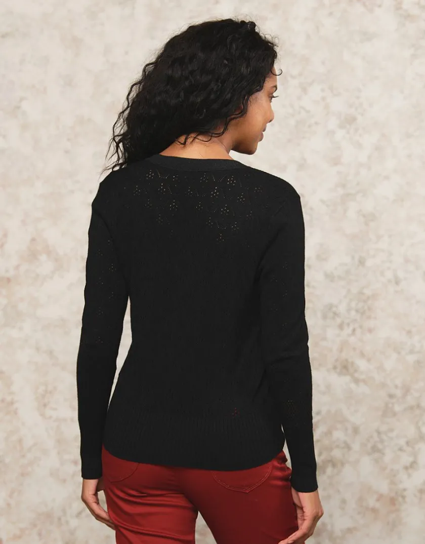 Hot Gilet noir ajouré Gilets|Maille