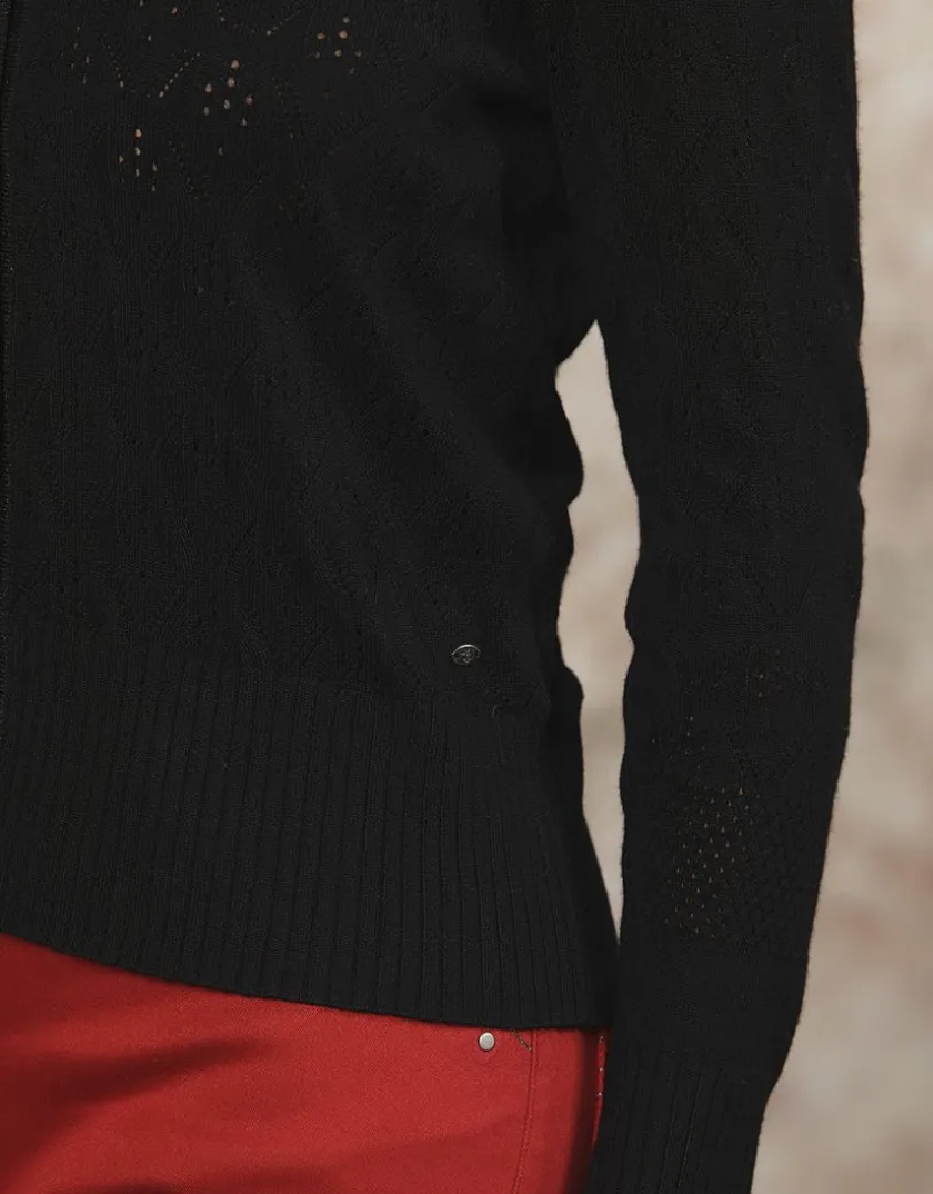 Hot Gilet noir ajouré Gilets|Maille