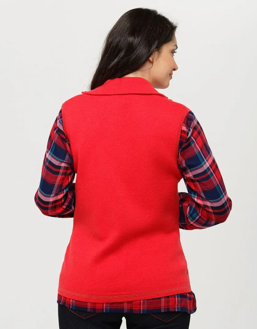 Sale Gilet sans manches rouge Gilets|Maille