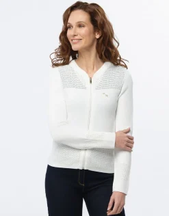 Sale Gilet zippé écru Maille|Gilets