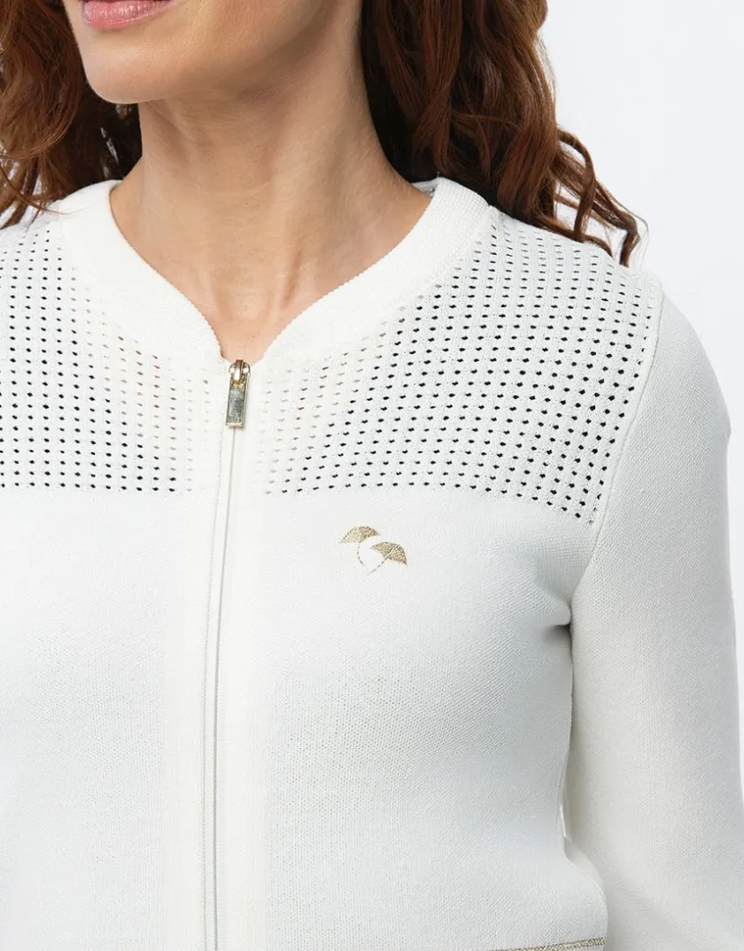 Sale Gilet zippé écru Maille|Gilets