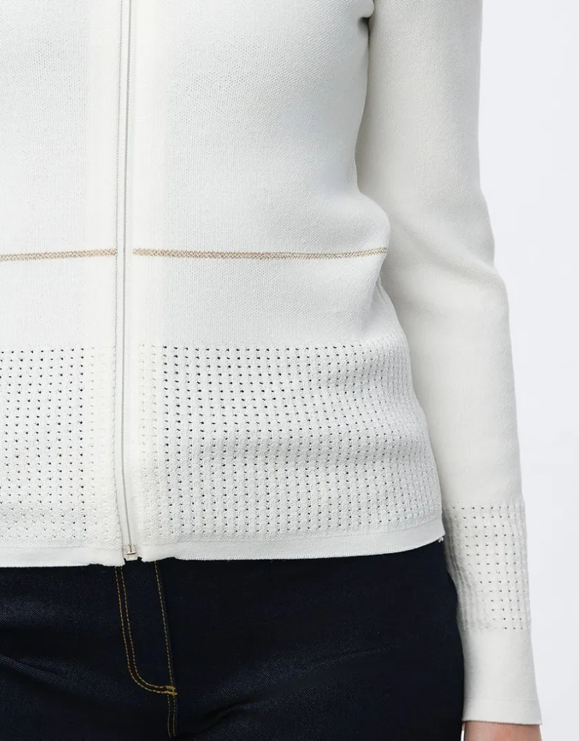Sale Gilet zippé écru Maille|Gilets