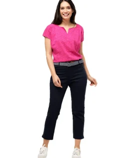 Sale Jean 7/8 bleu foncé coton Jeans|Ajustés