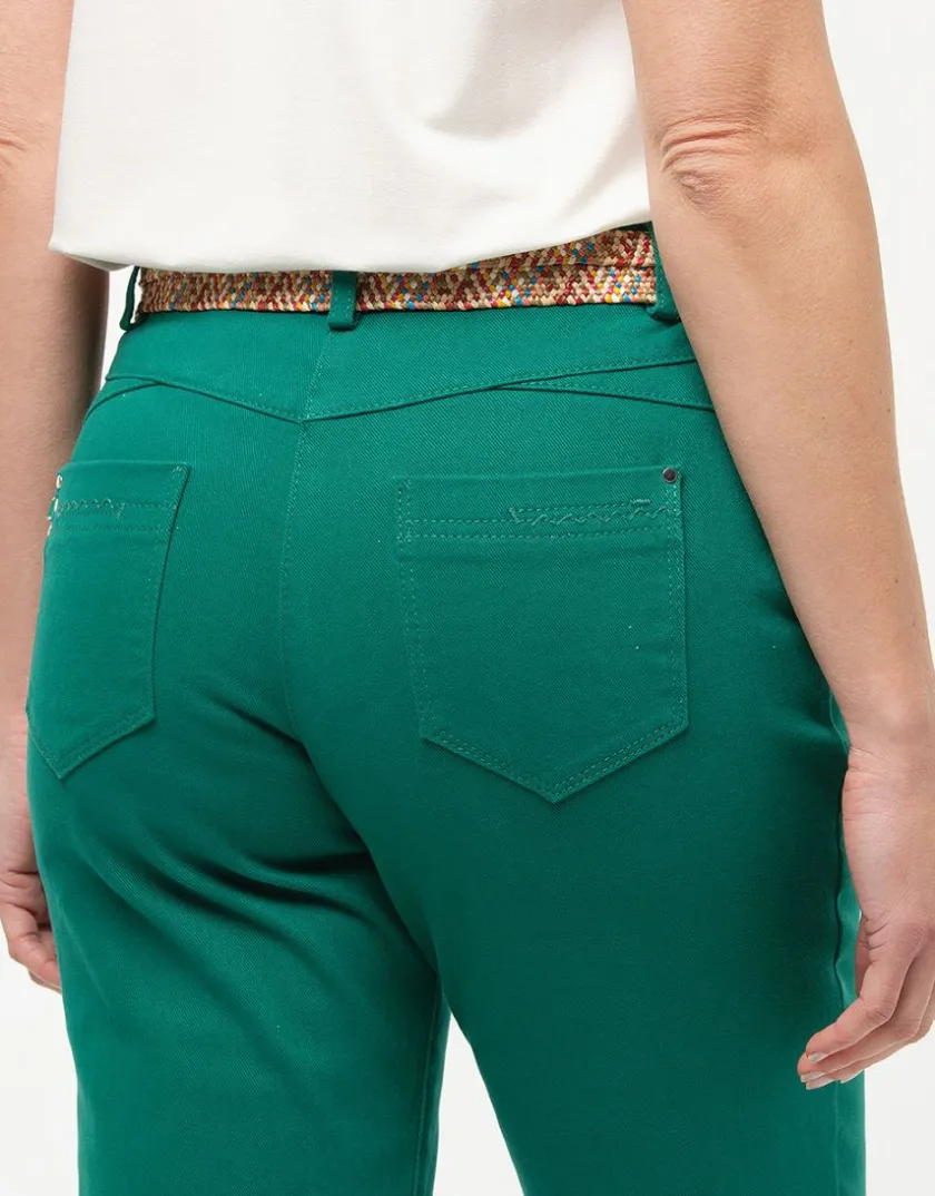 Clearance Jean ajusté coton vert Jeans|Ajustés
