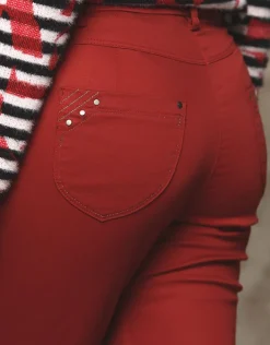 New Jegging rouge coton Ajustés|Pantalons