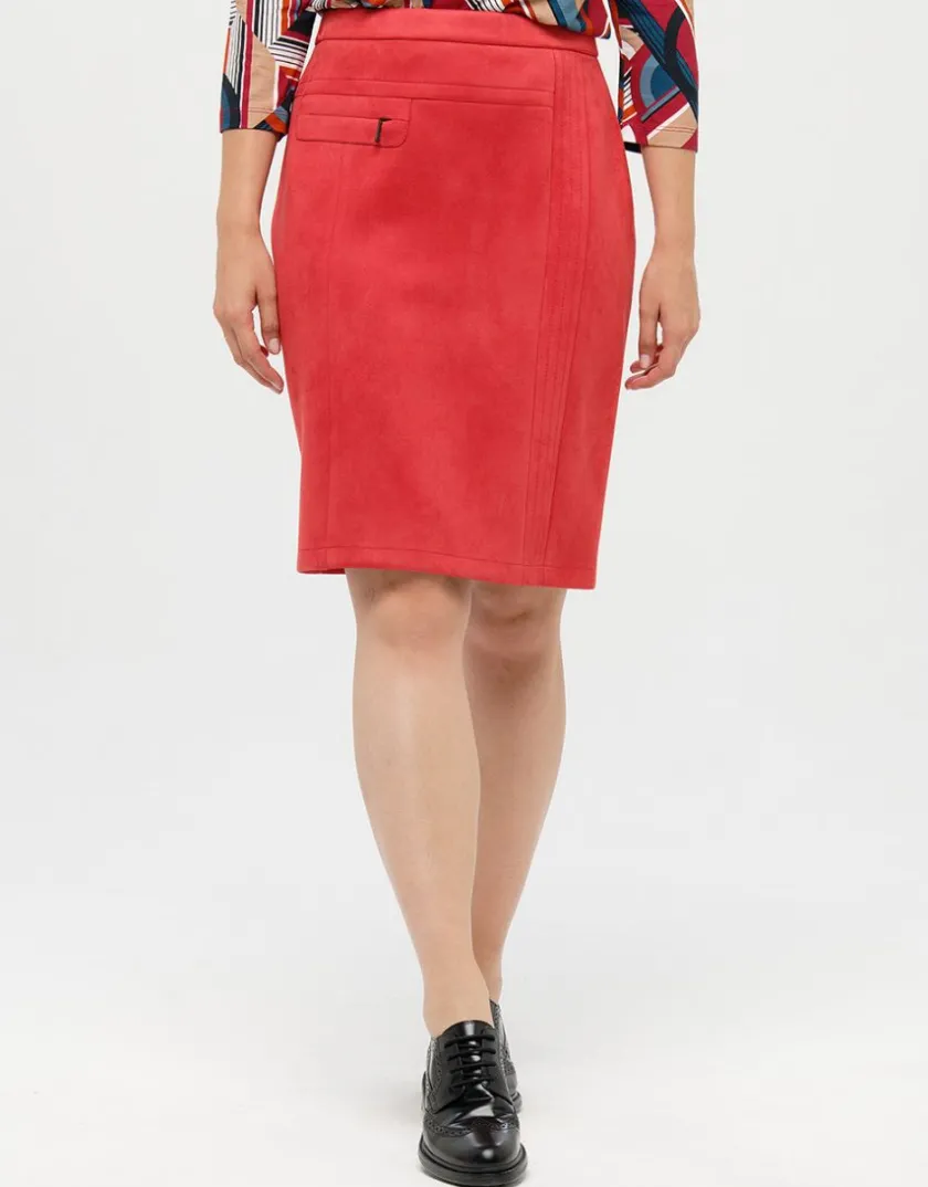 Sale Jupe droite suédine rouge Jupes|Robes & Jupes