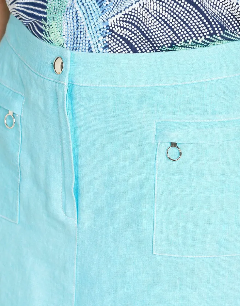Hot Jupe lin bleu turquoise Jupes|Robes & Jupes