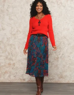 Outlet Jupe longue plissée motif Jupes|Robes & Jupes