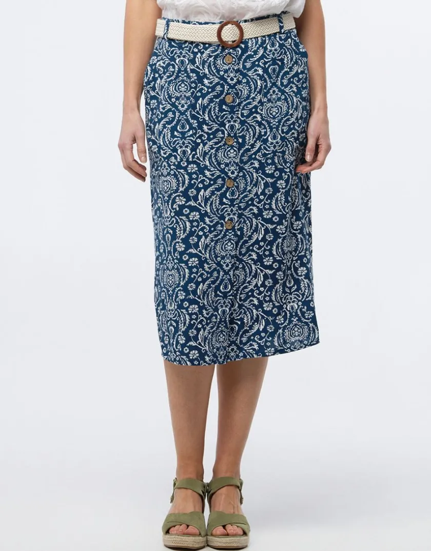 Discount Jupe midi bleu imprimé Jupes|Robes & Jupes