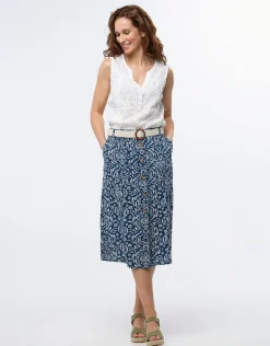 Discount Jupe midi bleu imprimé Jupes|Robes & Jupes