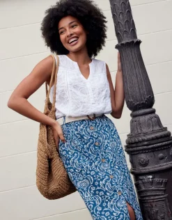 Discount Jupe midi bleu imprimé Jupes|Robes & Jupes